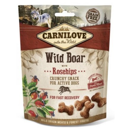 Carnilove Dog Crunchy Snack Wild Boar & Rosehips- Vaddisznó Hússal és Csipkebogyóval 200g