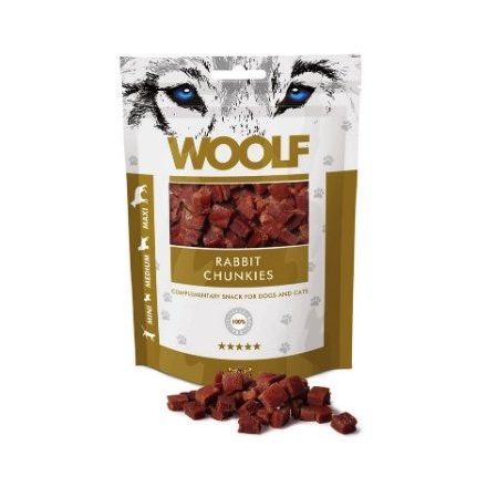 Woolf Rabbit Chunkies tréning snack jutalomfalat nyulas kockák 100g